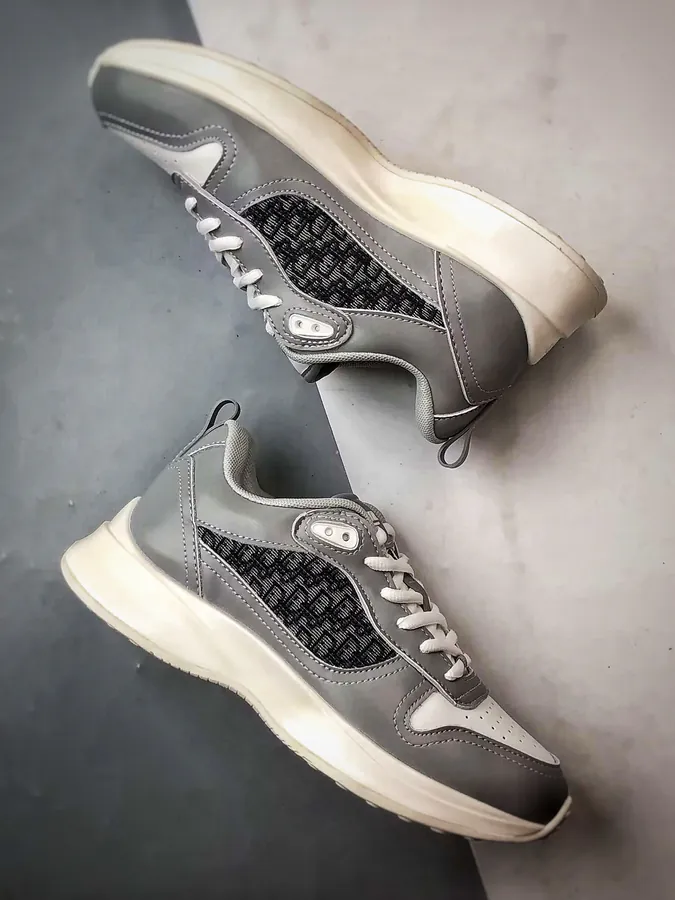 Dior B25 Oblique Runner Sneaker White and Grey