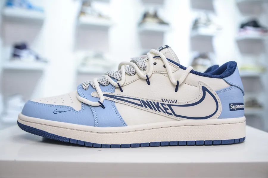TS x Air 1 Low x Supreme Low Top White Blue Straps