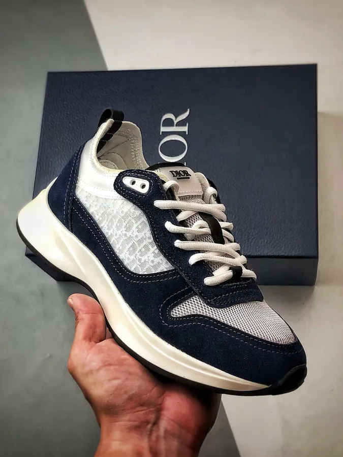 Dior B25 Oblique Runner Sneaker White Blue