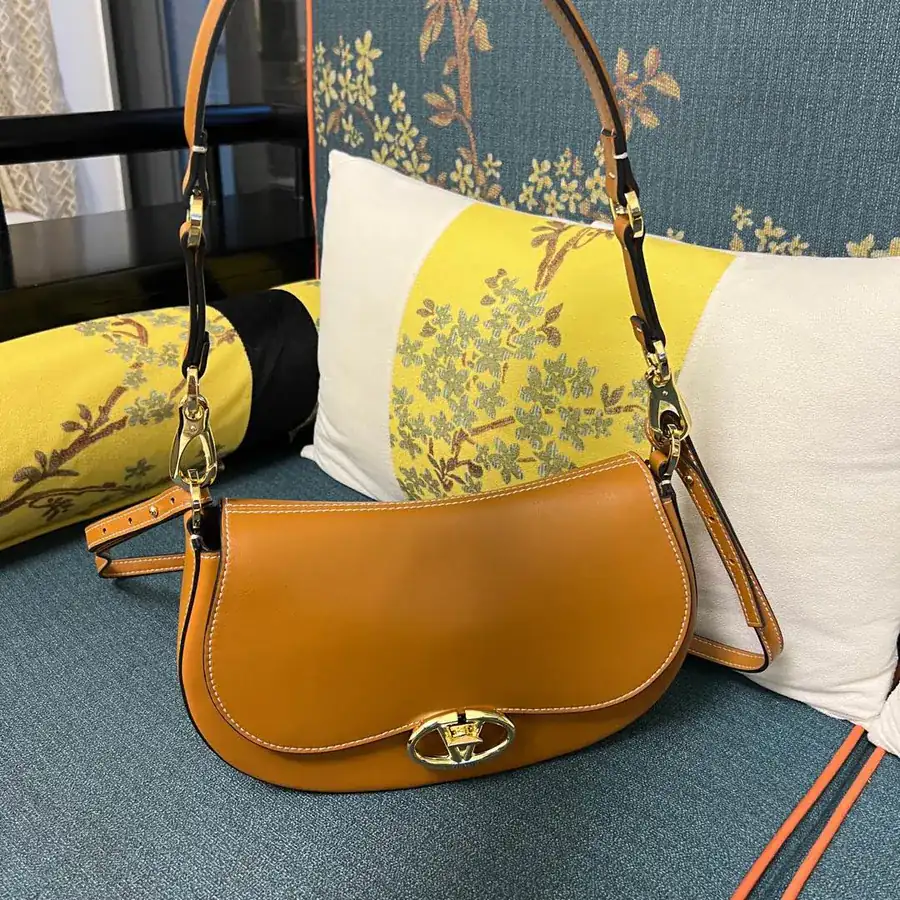 GARAVANI OHVAL Small Calfskin Handbag with Rotating V Logo Signature Clasp