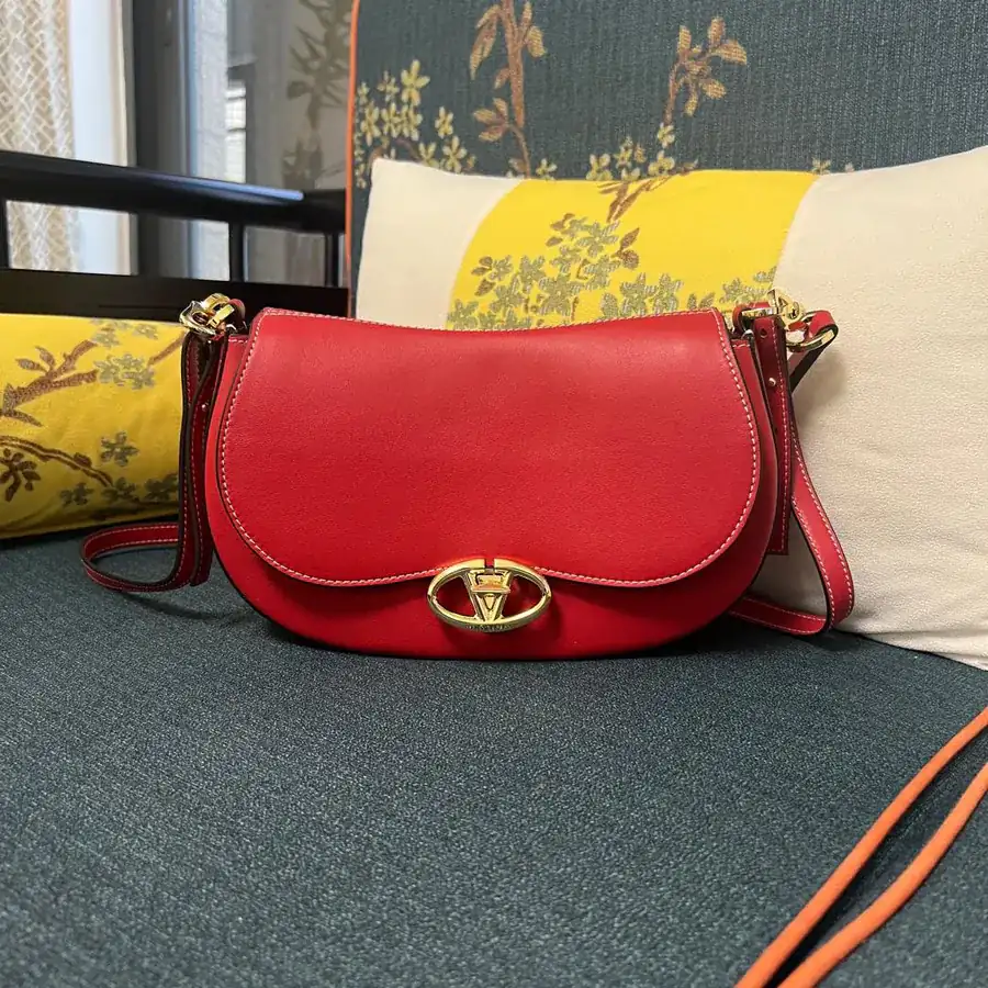 GARAVANI OHVAL Small Calfskin Handbag with Rotating VLOGO Signature Clasp