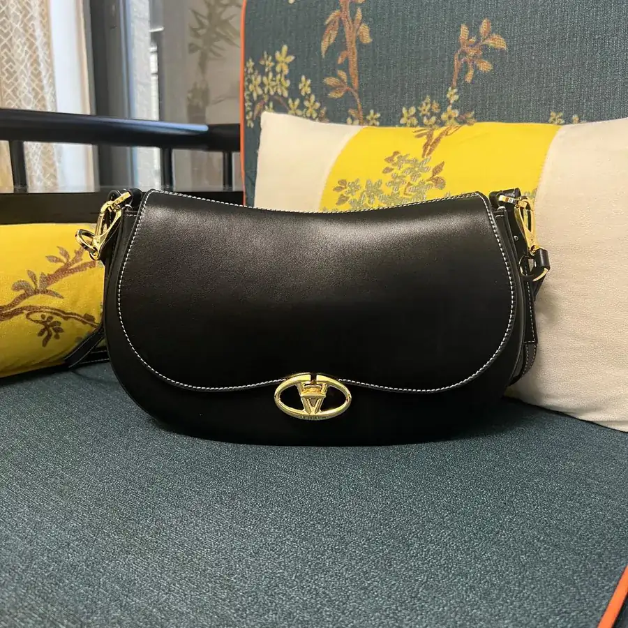 GARAVANI OHVAL Large Calfskin Handbag with Rotating VLOGO Signature Clasp