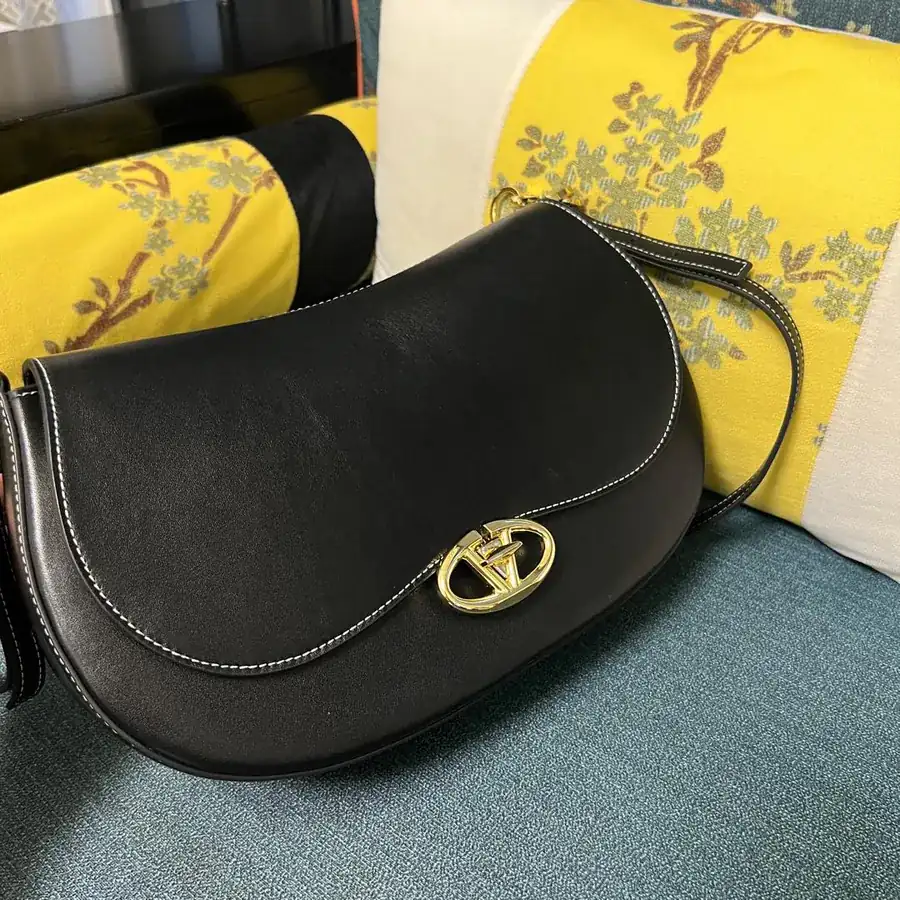 GARAVANI OHVAL Large Calfskin Handbag with Rotating VLOGO Signature Clasp