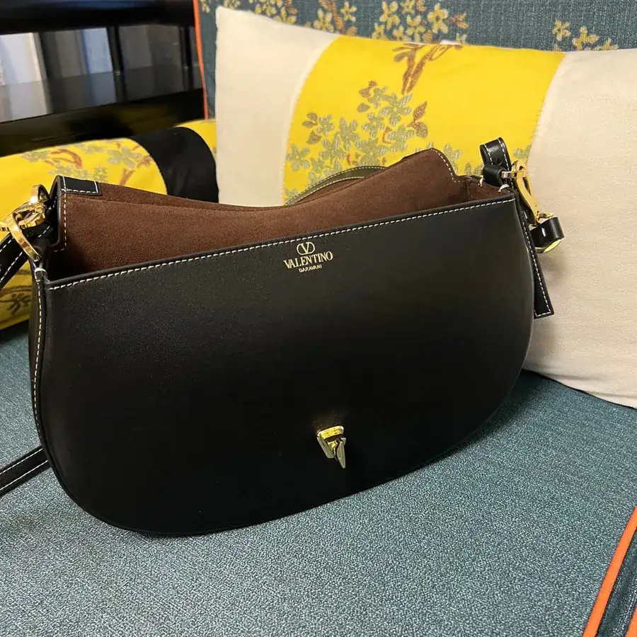 GARAVANI OHVAL Large Calfskin Handbag with Rotating VLOGO Signature Clasp