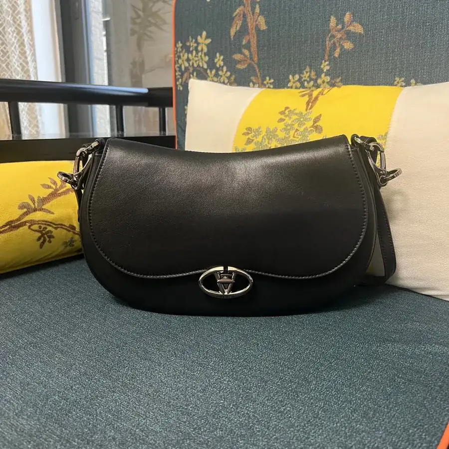 GARAVANI OHVAL Large Calfskin Handbag with Rotating VLOGO Signature Clasp