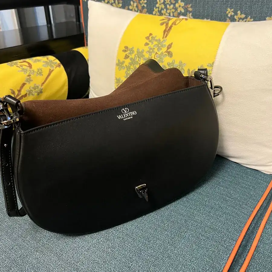 GARAVANI OHVAL Large Calfskin Handbag with Rotating VLOGO Signature Clasp