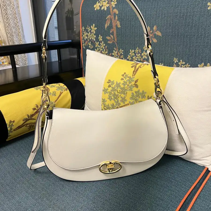 GARAVANI OHVAL Large Calfskin Handbag with Rotating VLOGO Signature Closure