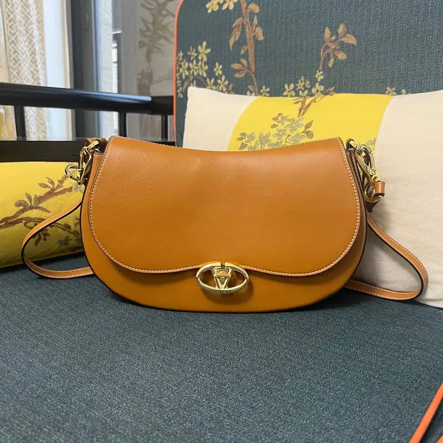 GARAVANI OHVAL Large Calfskin Handbag with Rotating VLOGO Signature Clasp