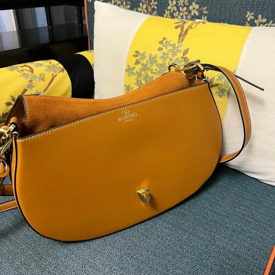 GARAVANI OHVAL Large Calfskin Handbag with Rotating VLOGO Signature Clasp