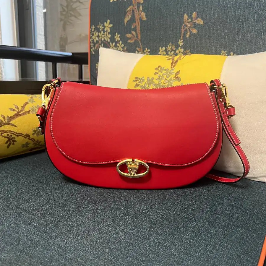 GARAVANI OHVAL Large Calfskin Handbag with Rotating VLOGO Signature Clasp