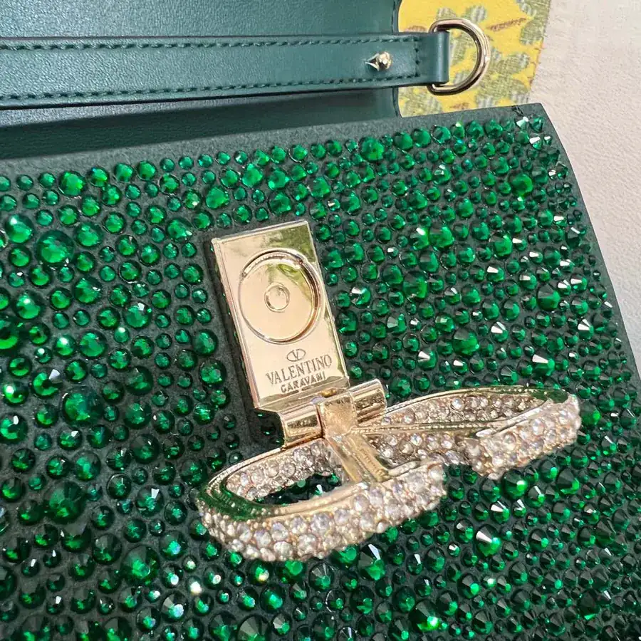 VSLING Mini Solid Crystal Embellished Calfskin Bag with Adjustable Strap