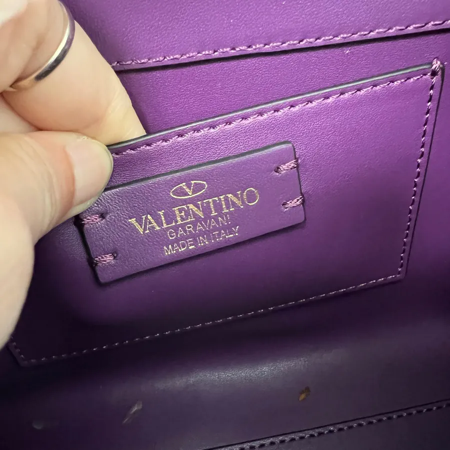 VSLING Mini Solid Crystal Embellished Calfskin Bag with Adjustable Strap