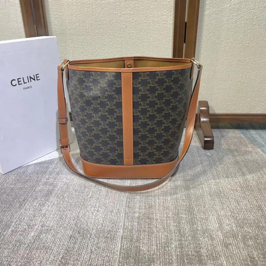 Celine Folco Bucket Bag Classic Checkered Design