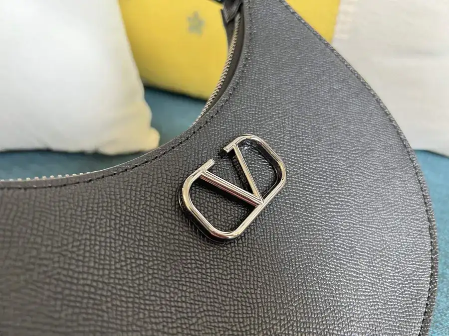 VLOGO Signature Mini Glossy Calfskin Hobo Bag with Adjustable Chain Strap
