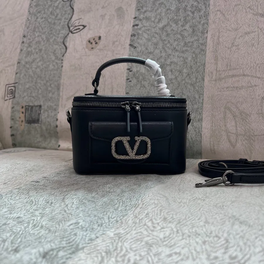 GARAVANI Mini LOCÒ Calfskin Box Bag with V Logo Signature Details