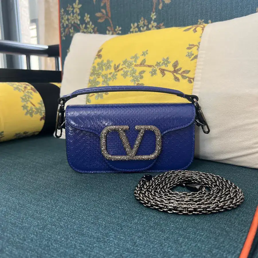V Garavani MiniLOC Handbag in Snake Embossed Calfskin