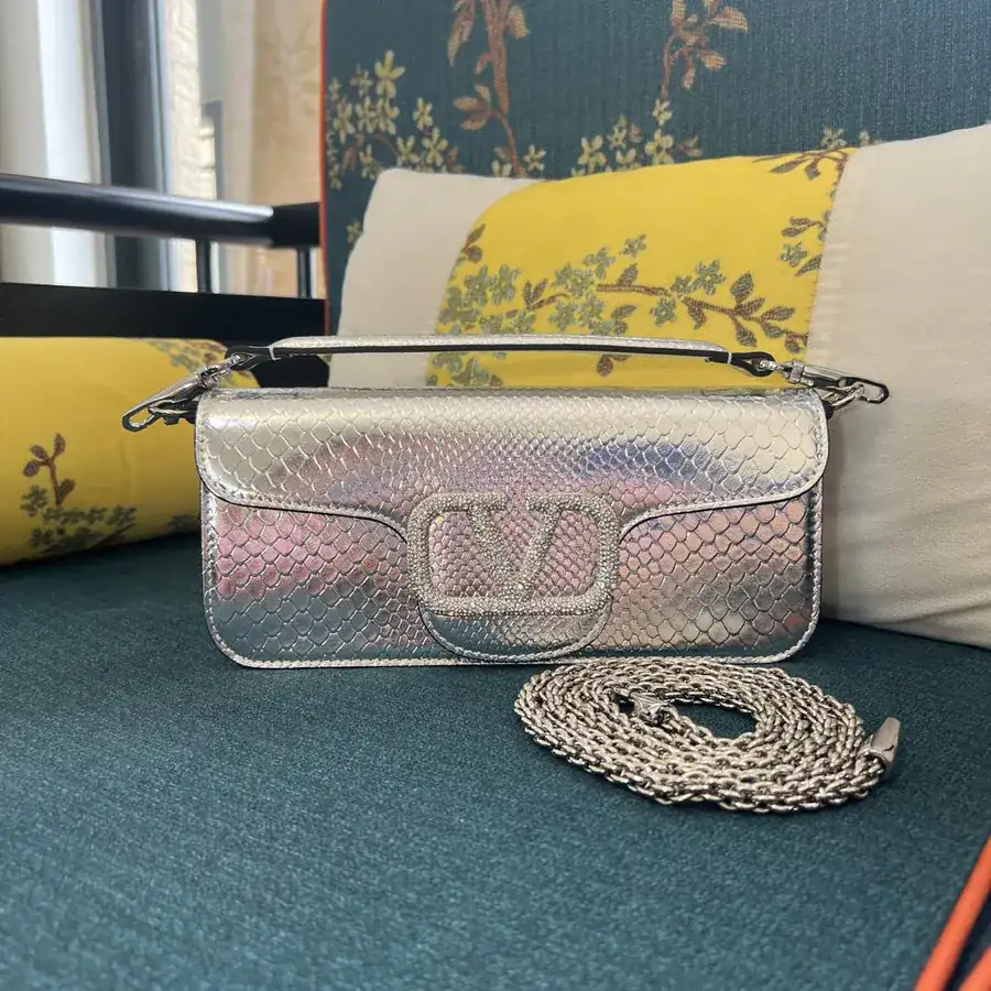 V Garavani 7030L Snake Print Mini Loc Handbag