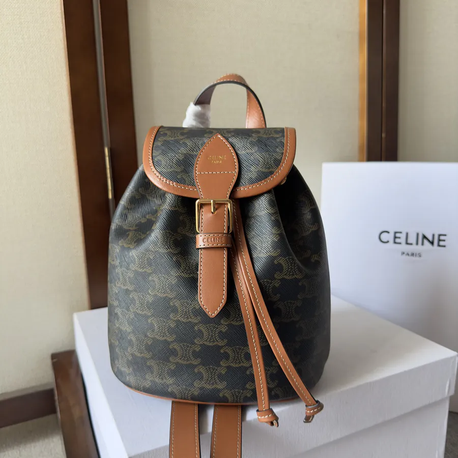 CELIN 2022 Spring Summer New Collection Mini Backpack with Canvas and Leather Trim