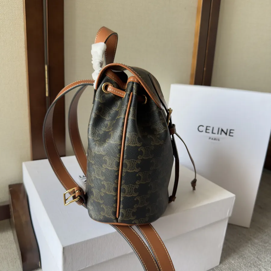 CELIN 2022 Spring Summer New Collection Mini Backpack with Canvas and Leather Trim