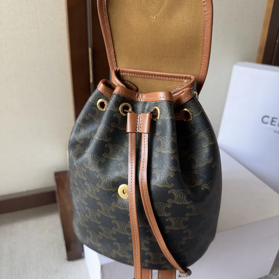 CELIN 2022 Spring Summer New Collection Mini Backpack with Canvas and Leather Trim