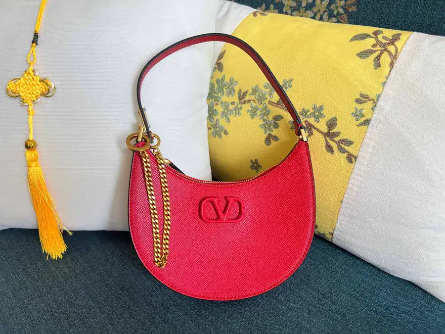 VLOGO SIGNATURE Mini Hobo Bag in Bright Calfskin