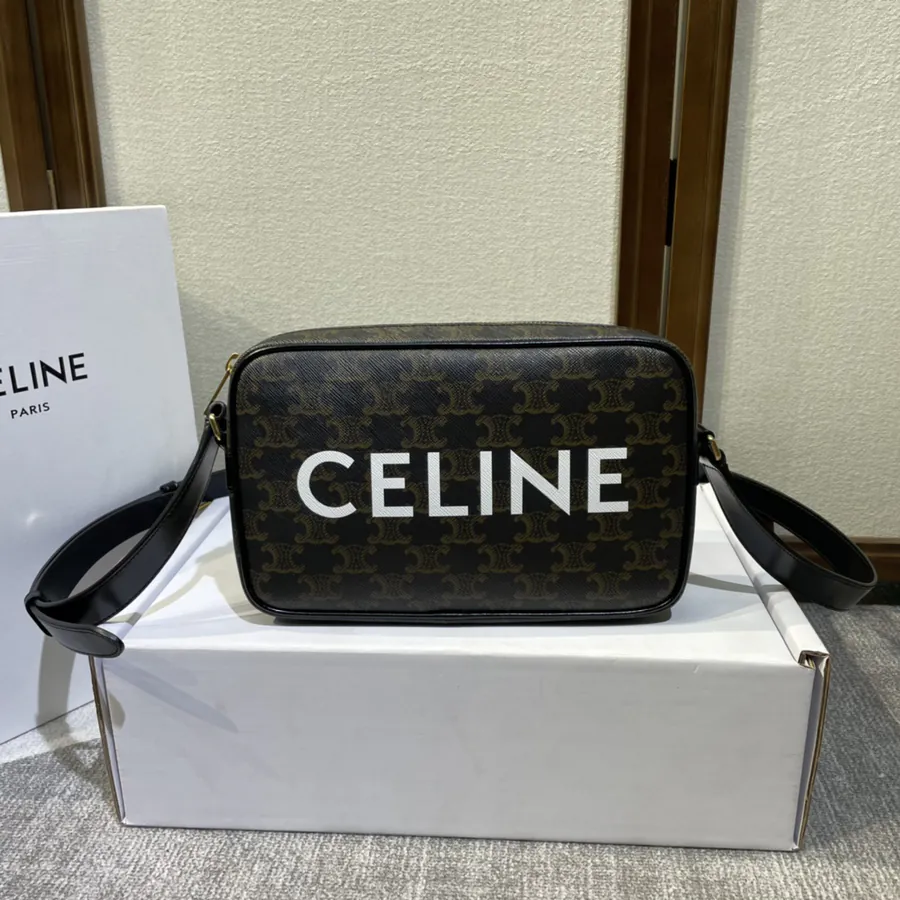 CL Signature Print Postman Bag, Classic Print + Leather, Adjustable Strap, 23*14.5*4cm