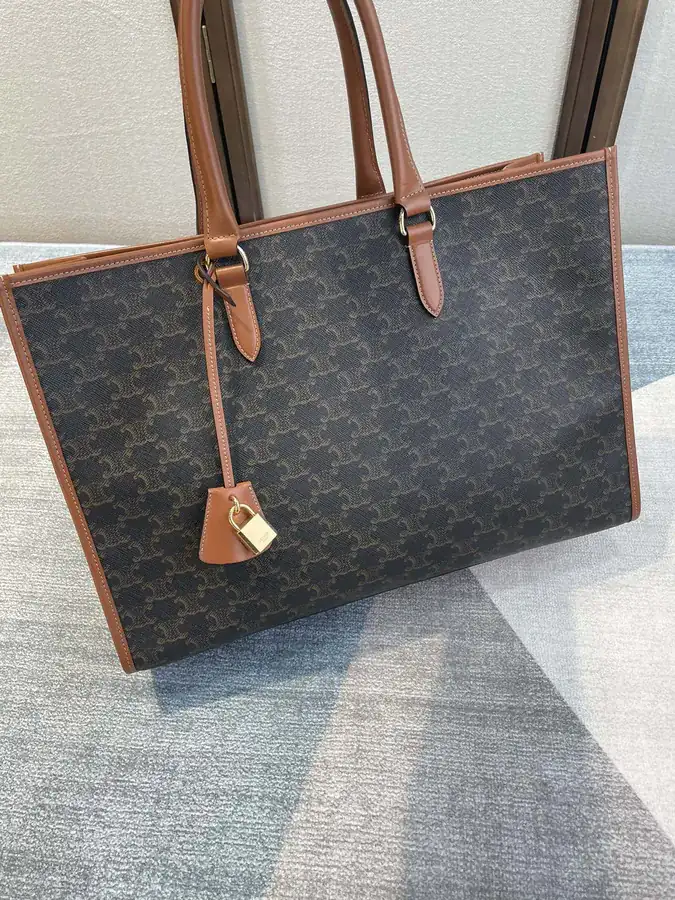 Celi Ne Triomphe 2022 Spring CABAS Tote Classic Checkerboard Pattern, Versatile Tote