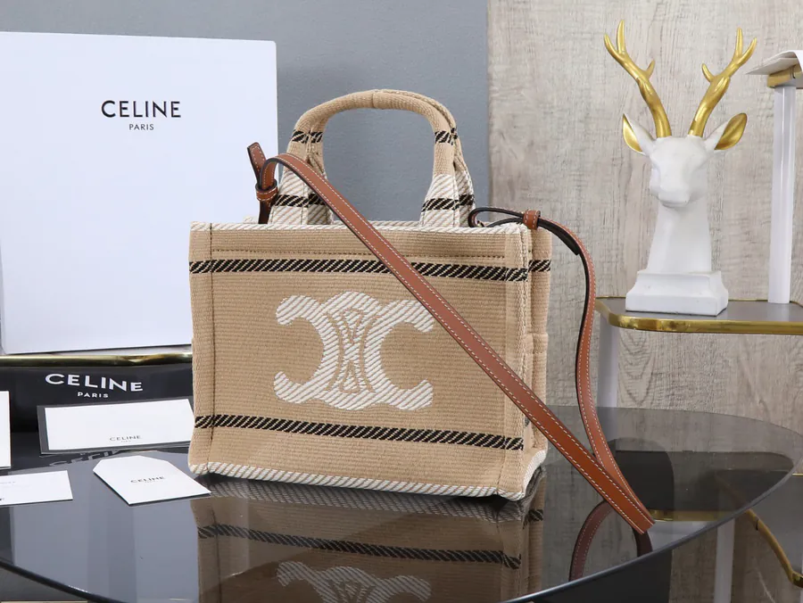 CABAS THAIS Small Triome Stripe Canvas Tote