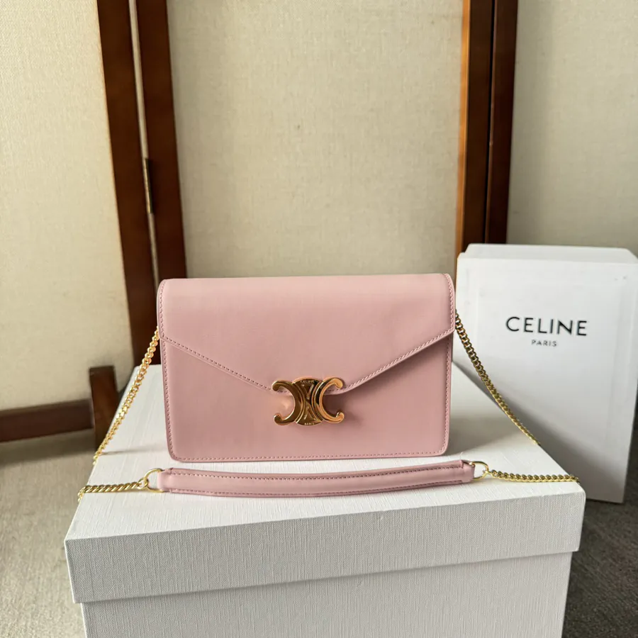 CELIN* Cuir Triomphe Envelope Bag with Chain Details