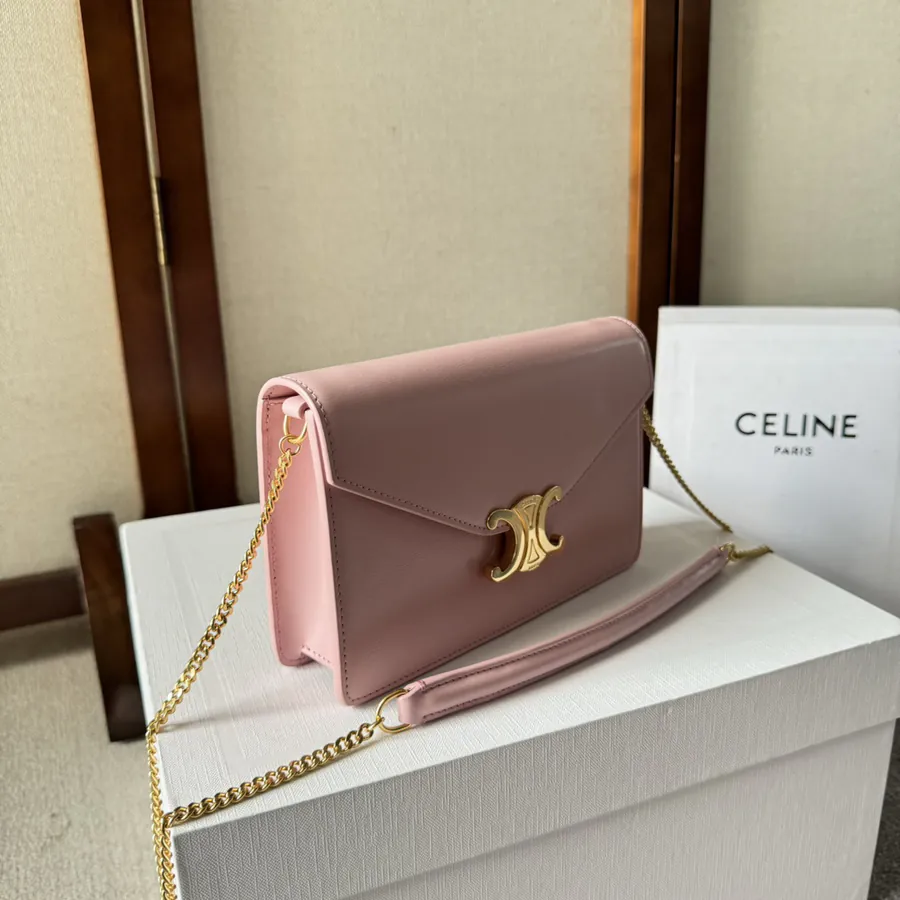 CELIN* Cuir Triomphe Envelope Bag with Chain Details