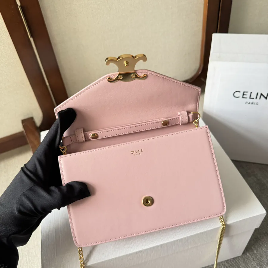CELIN* Cuir Triomphe Envelope Bag with Chain Details