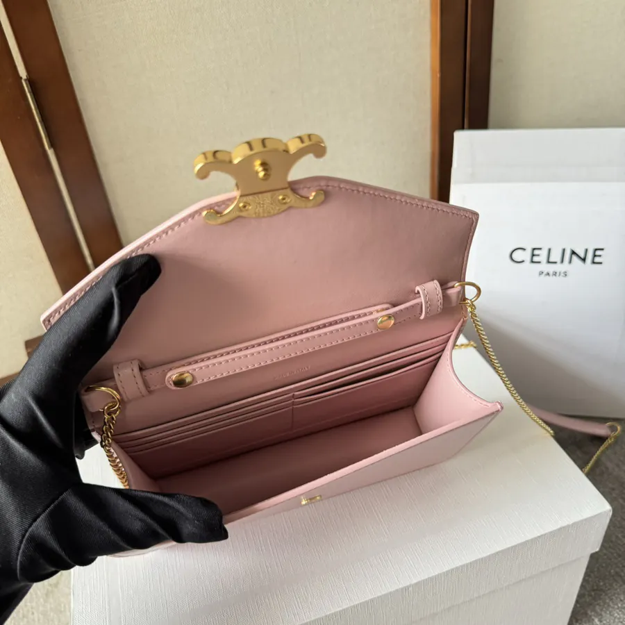 CELIN* Cuir Triomphe Envelope Bag with Chain Details