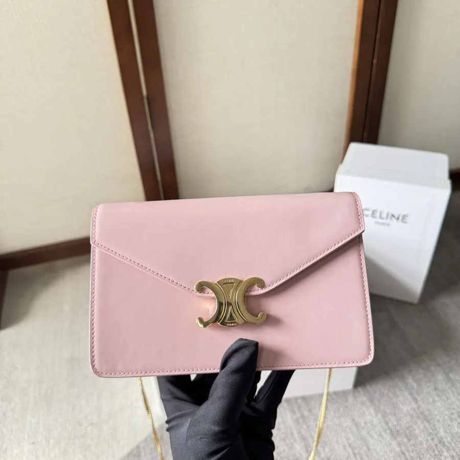 CELIN* Cuir Triomphe Envelope Bag with Chain Details