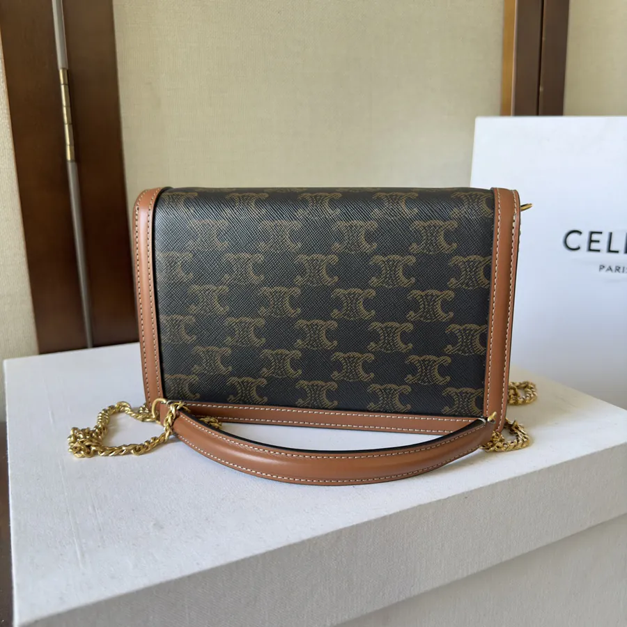 CELIN* Cuir Triomphe Logo Print Bucket Bag