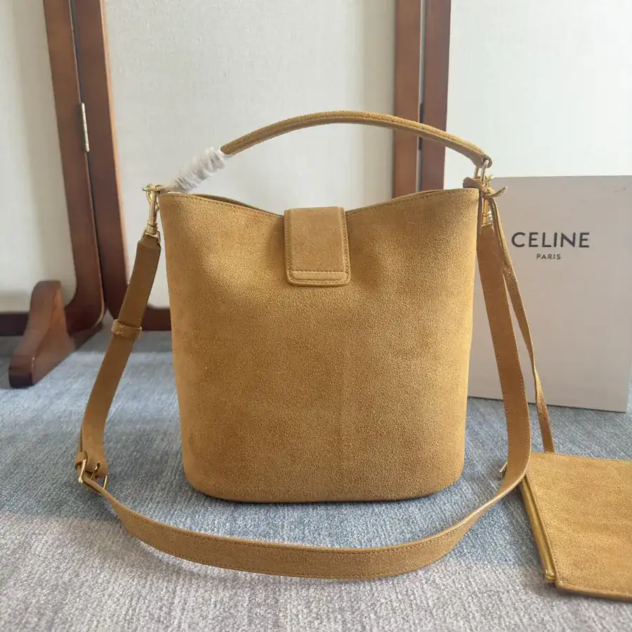 CE New Bucket Bag in Grained Calfskin Brown