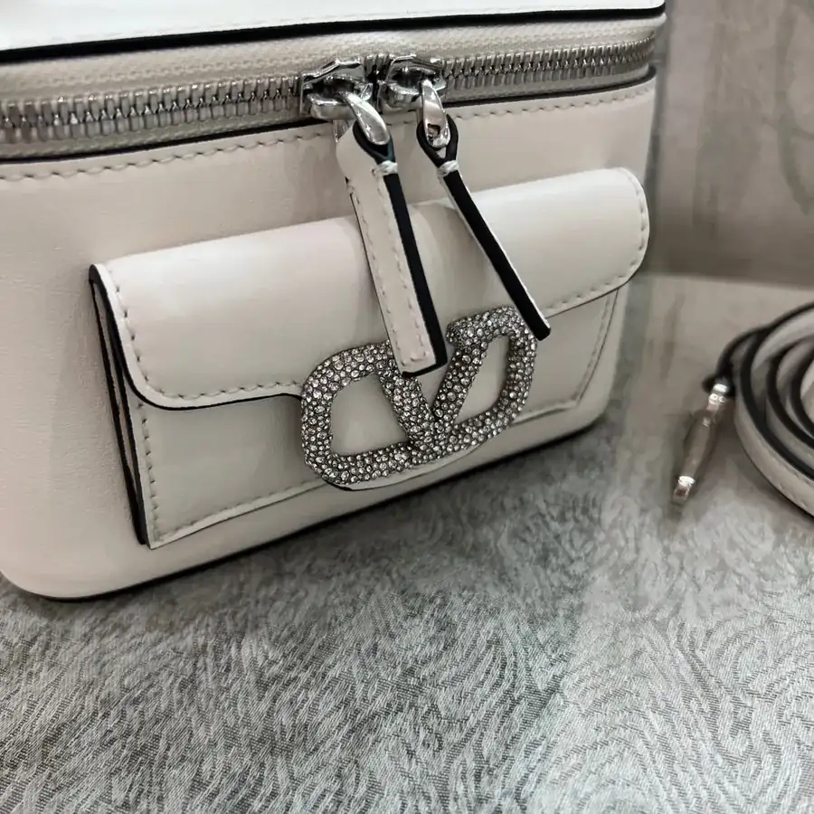 GARAVANI Mini LOCÒ Calfskin Box Bag with V Logo Signature Details
