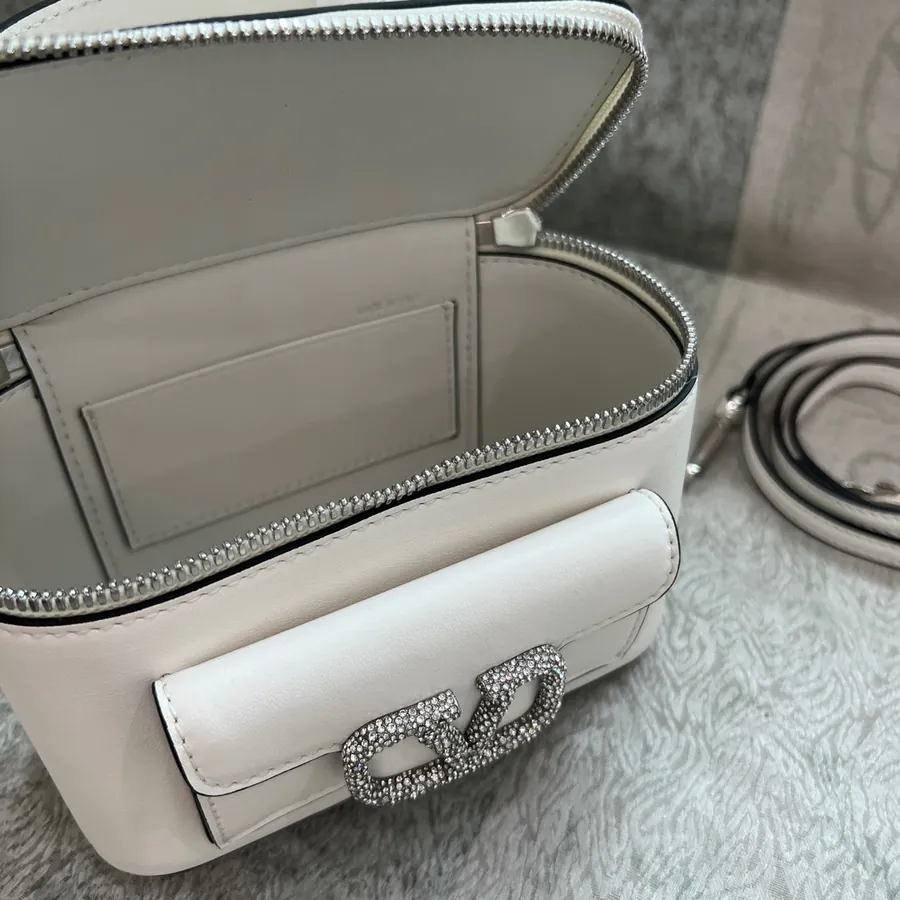 GARAVANI Mini LOCÒ Calfskin Box Bag with V Logo Signature Details