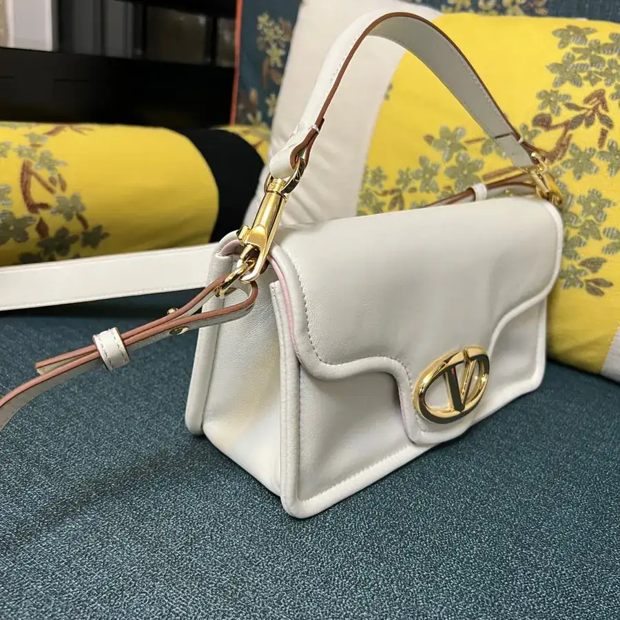 VLOGO 1960 Medium Leather Bag with Detachable Handles and Signature Metal Elements