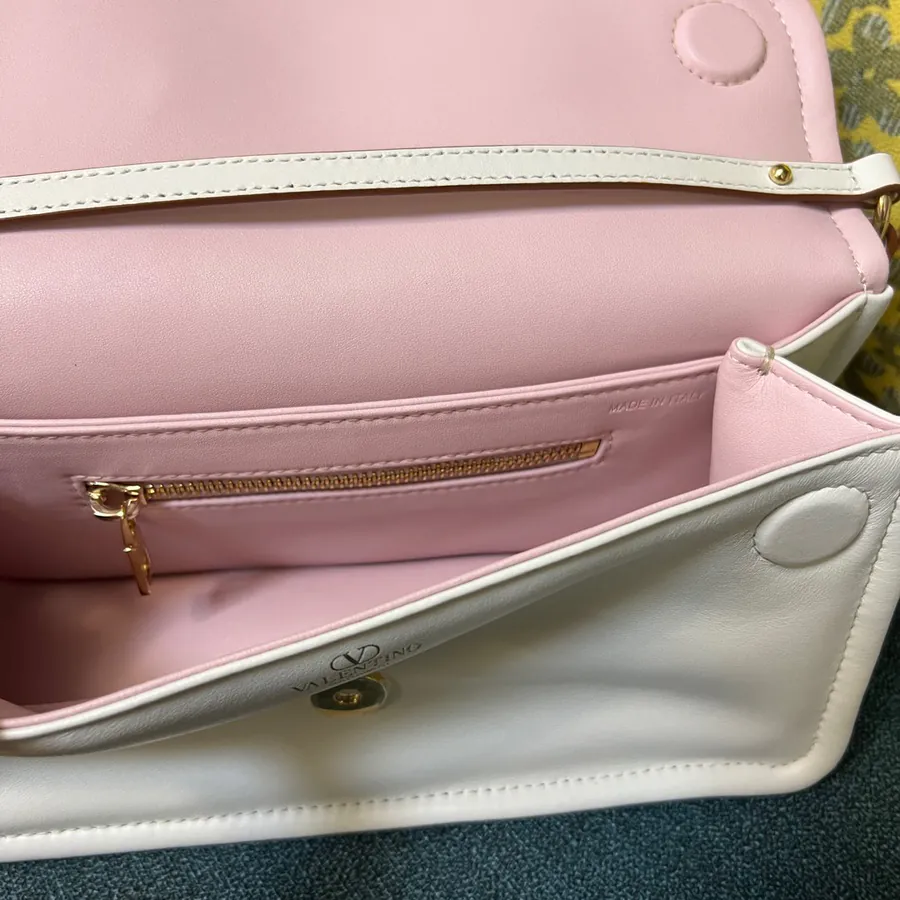 VLOGO 1960 Medium Leather Bag with Detachable Handles and Signature Metal Elements
