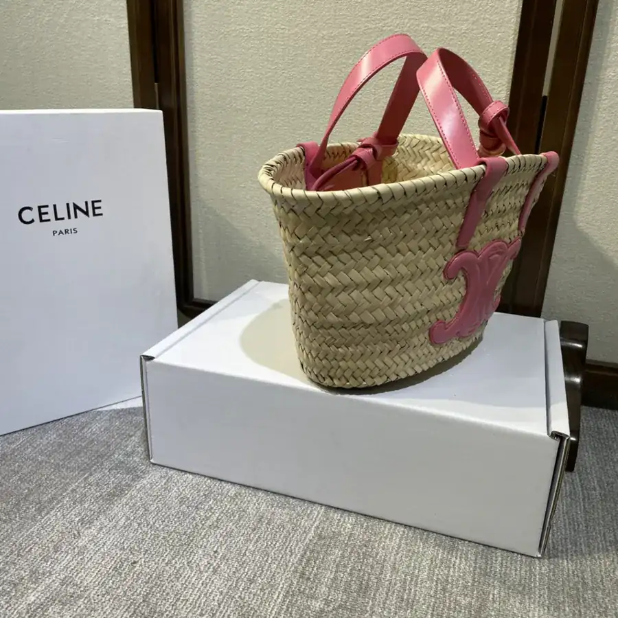 TEEN TRIOMPHE CLASSIC Palm Leaf Trimmed Bucket Bag