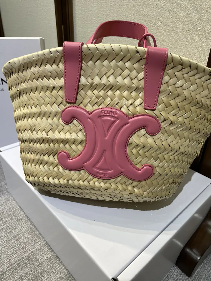 TEEN TRIOMPHE CLASSIC Palm Leaf Trimmed Bucket Bag