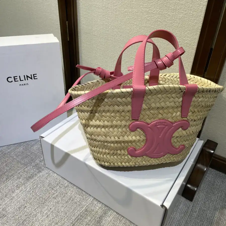 TEEN TRIOMPHE CLASSIC Palm Leaf Trimmed Bucket Bag
