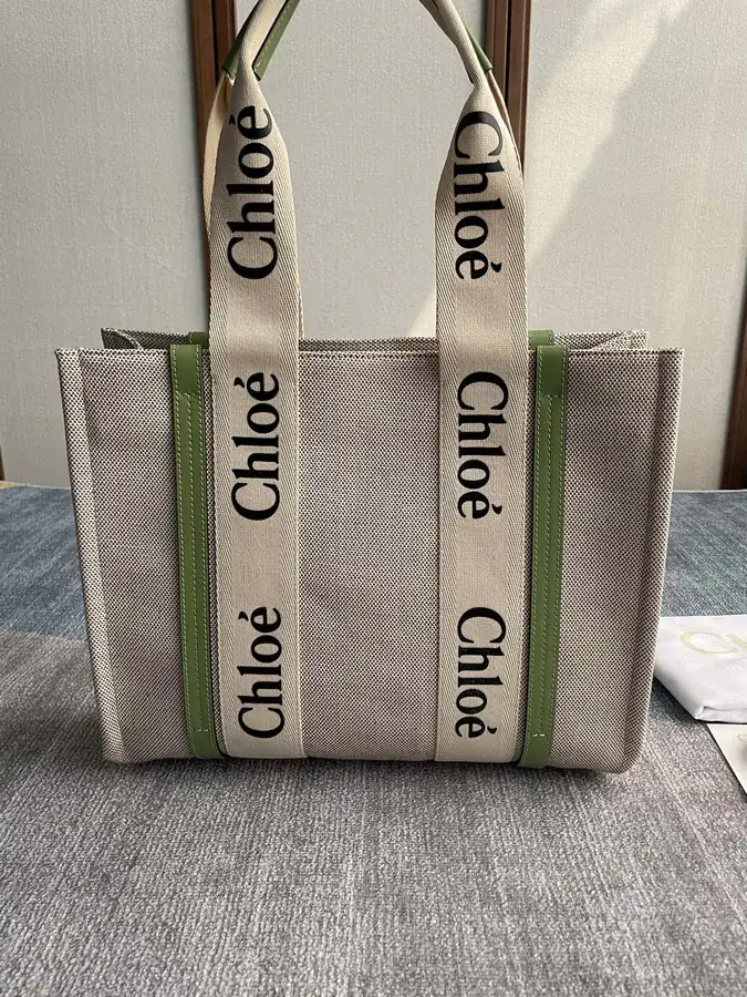Chloe Woody Tote Bag in Emerald Green