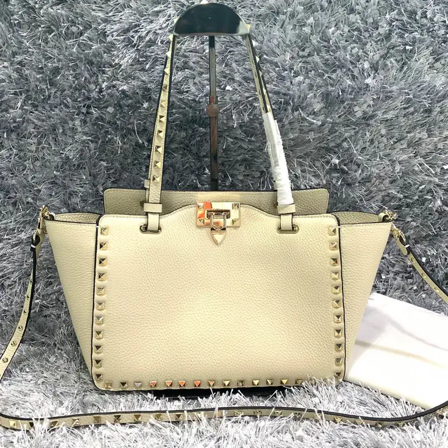 V Brand Mini Bucket Bag with Grained Calfskin