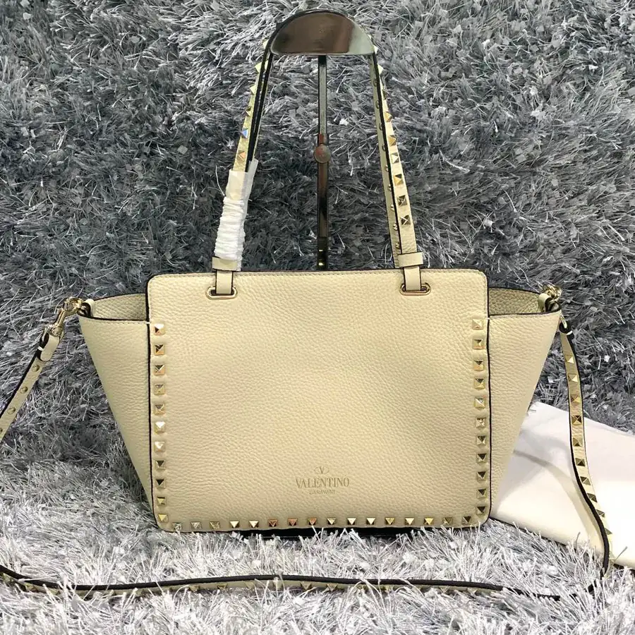 V Brand Mini Bucket Bag with Grained Calfskin