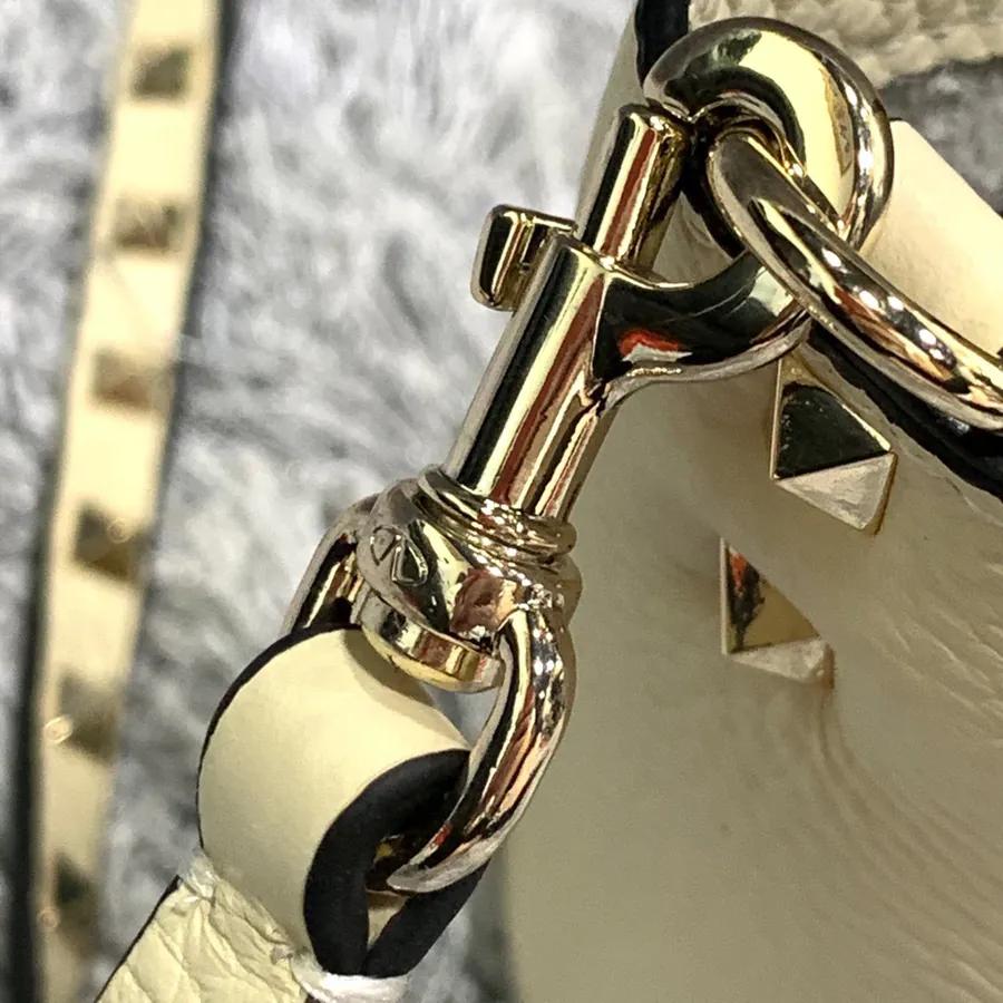 V Brand Mini Bucket Bag with Grained Calfskin