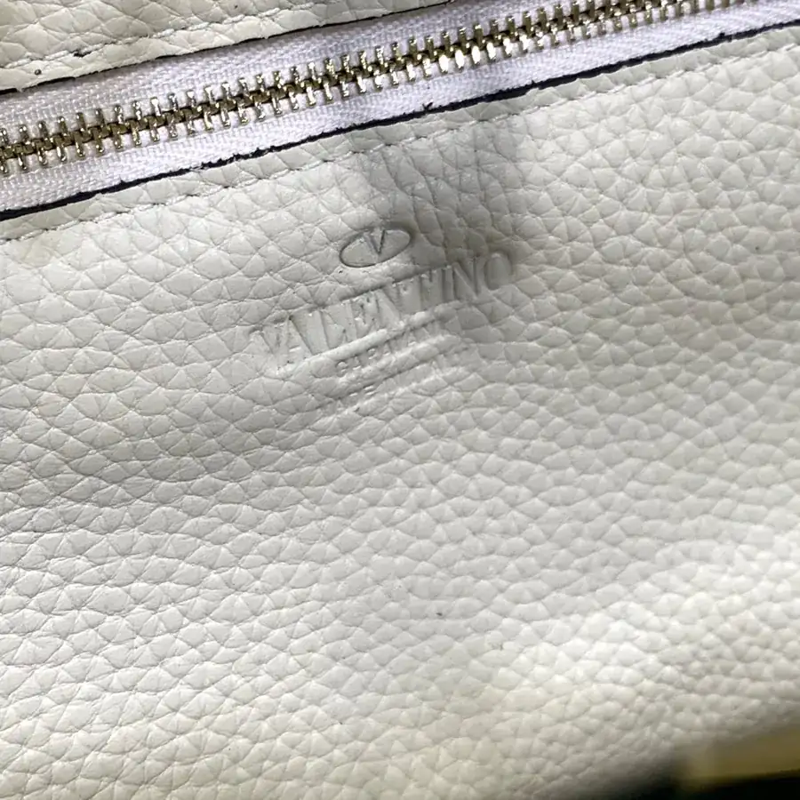 V Brand Mini Bucket Bag with Grained Calfskin