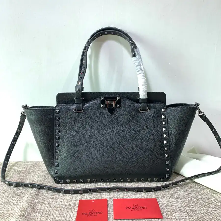 V Brand Mini Bucket Bag with Grained Calfskin