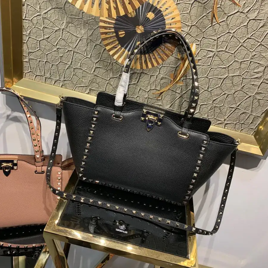 V Brand Mini Bucket Bag with Grained Calfskin