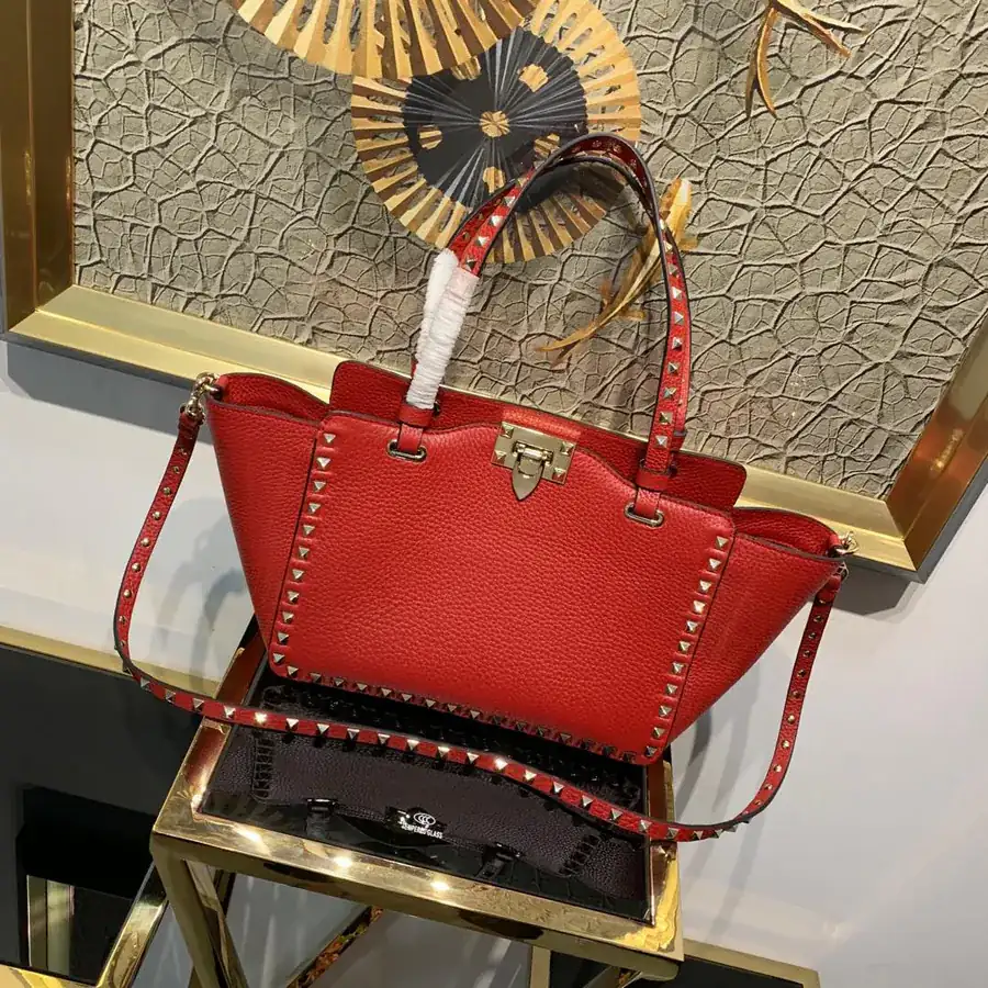 V Brand Mini Bucket Bag with Grained Calfskin